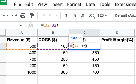 Calculate profit before profit margin