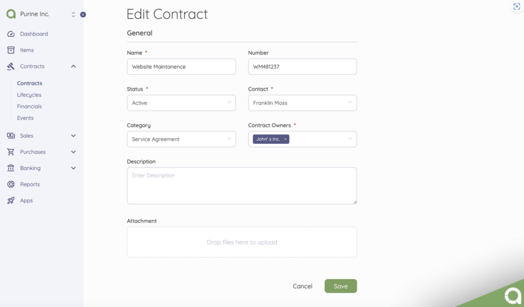 Construction contracts on Akaunting with the Contracts app