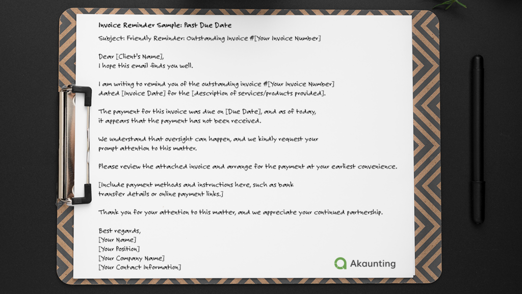 Invoice Reminder Sample: Past Due Date