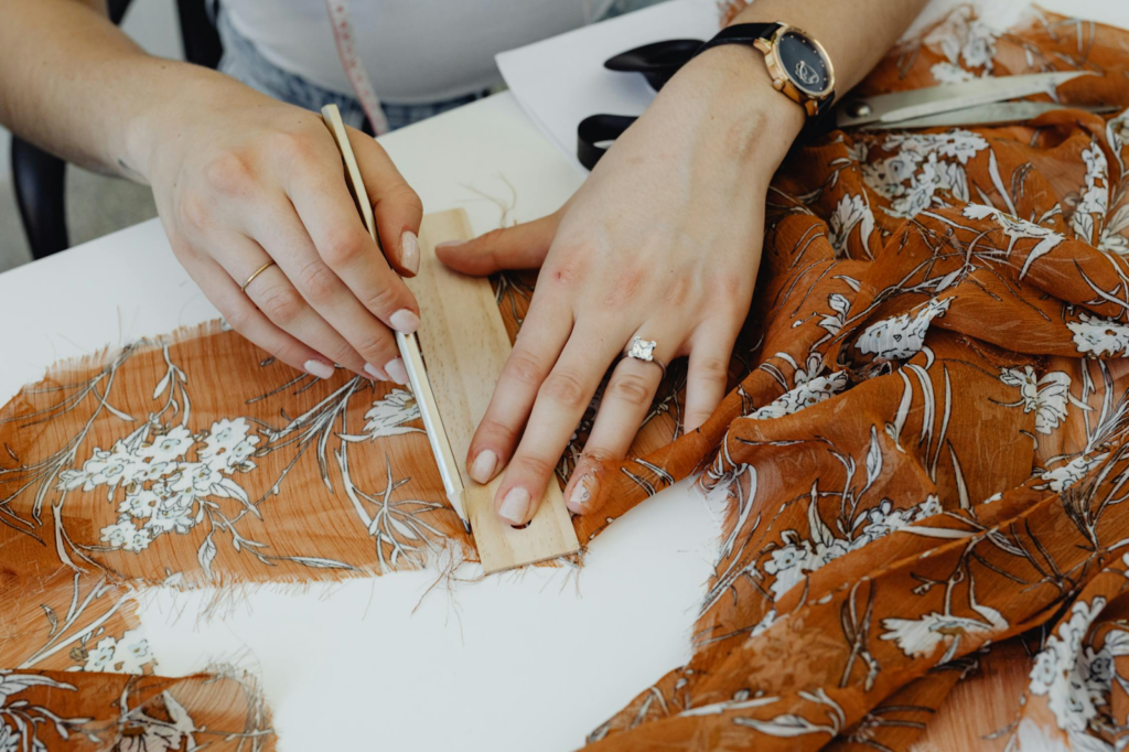 Tailor working on a material