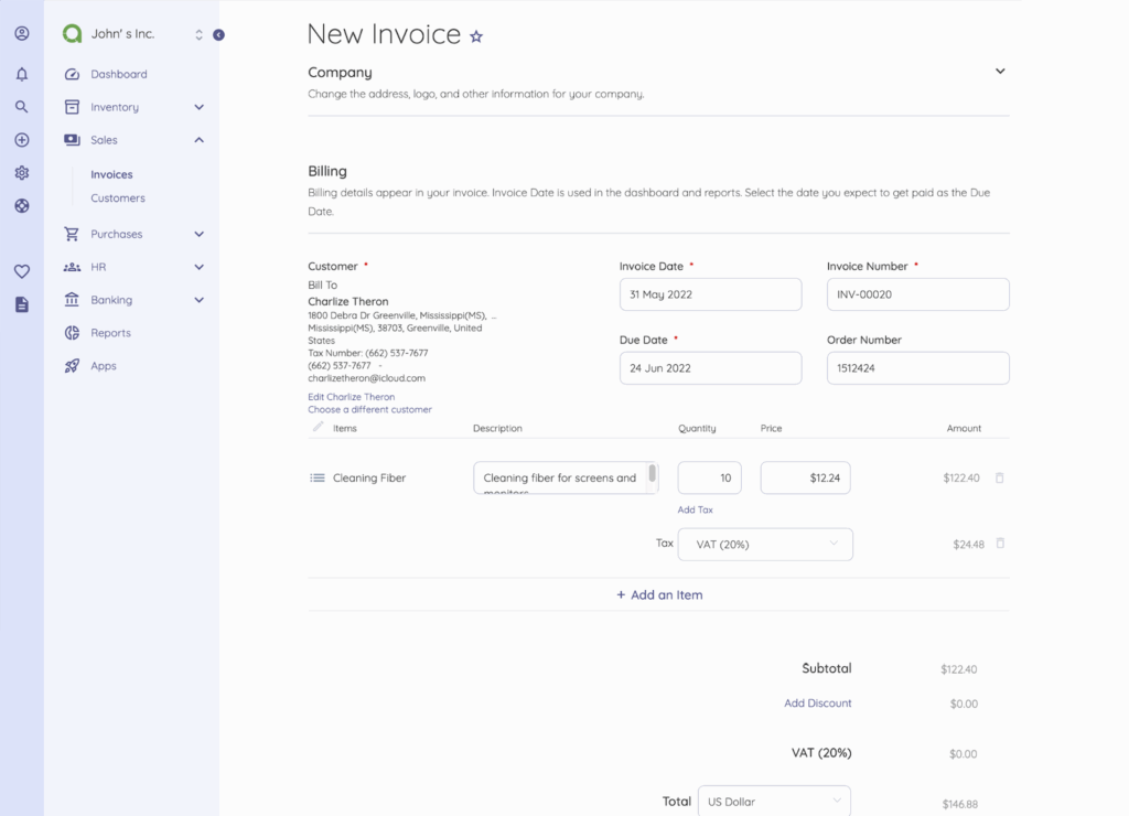New invoice dashboard