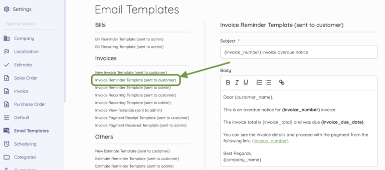 Akaunting's email template.