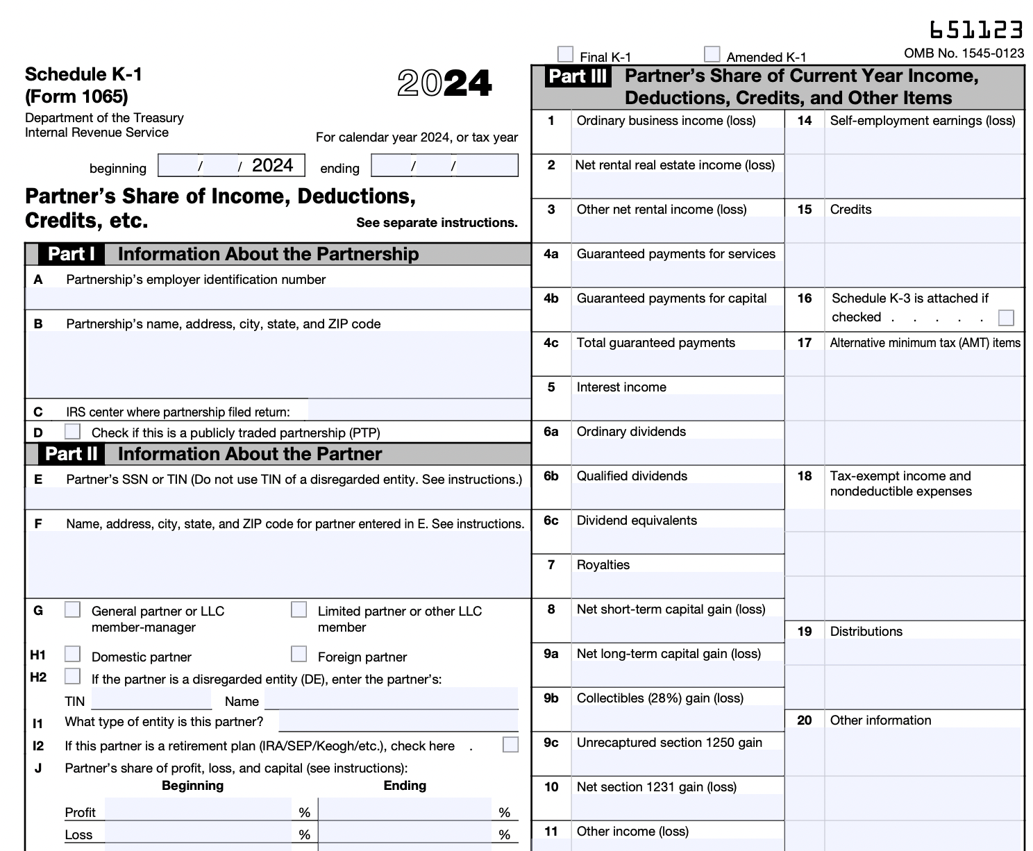 Schedule K-1 Form 1065 Example