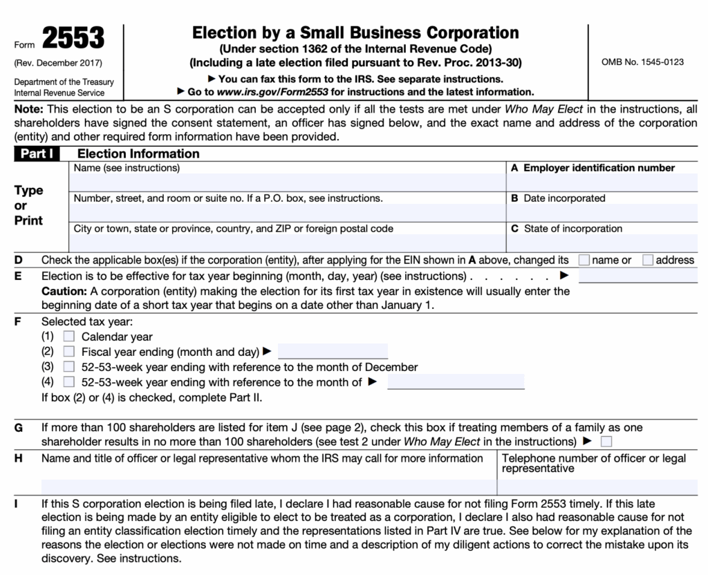 Form 2553 example