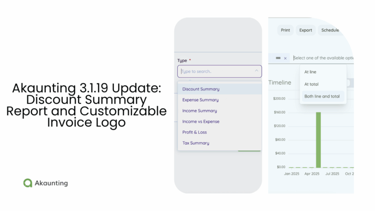 Akaunting 3.1.19 Update Discount Summary Report and Customizable Invoice Logo