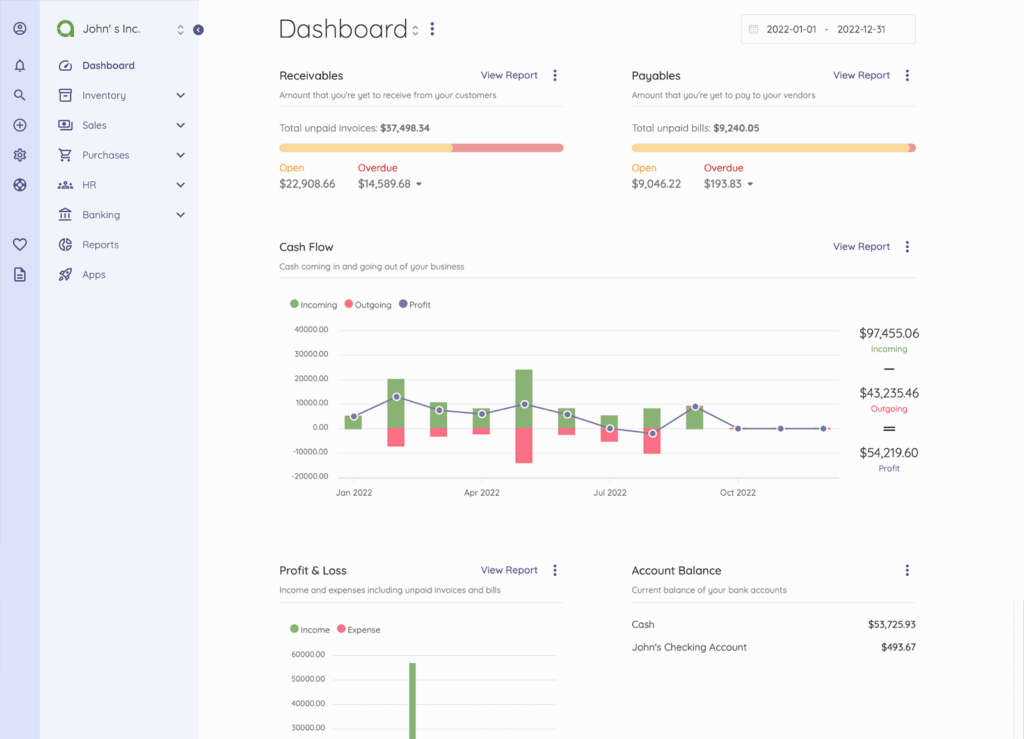 Akaunting User Dashboard