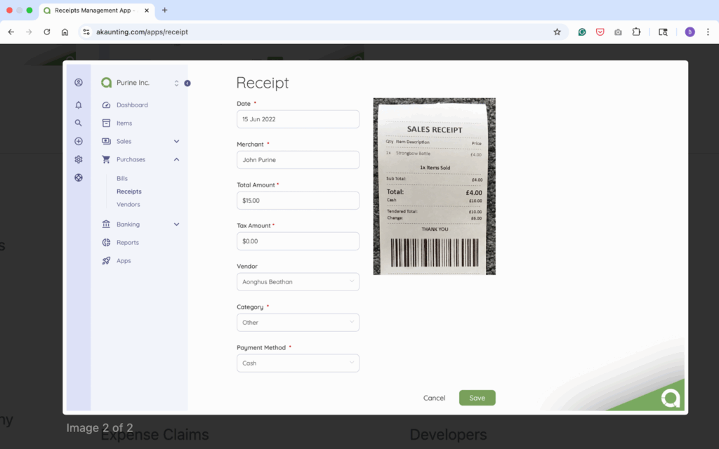 Receipts App