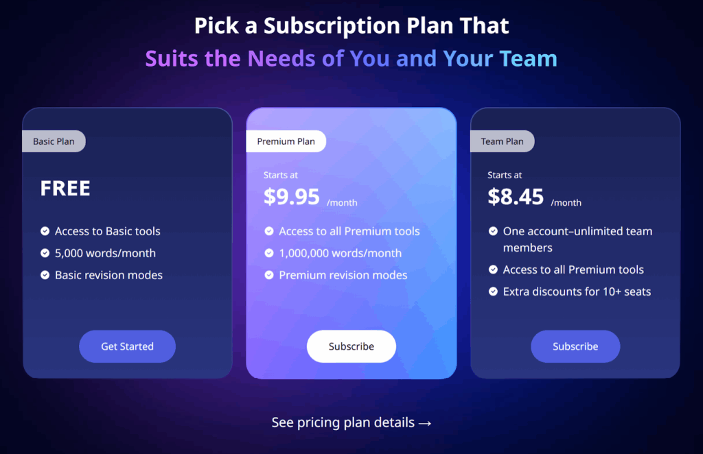 Wordvice Pricing Page