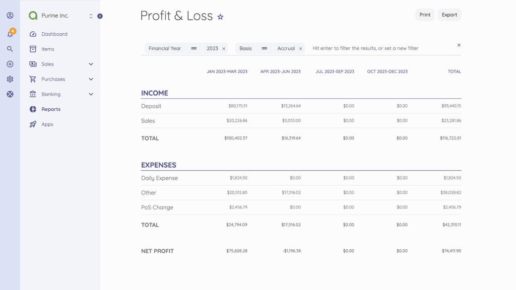 Profit and Loss statement