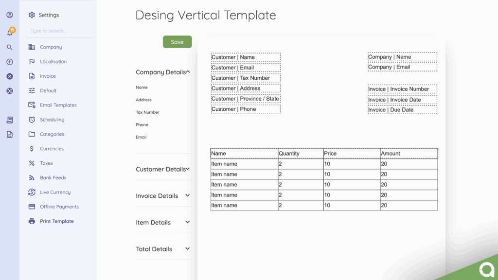 Akaunting Print invoice template