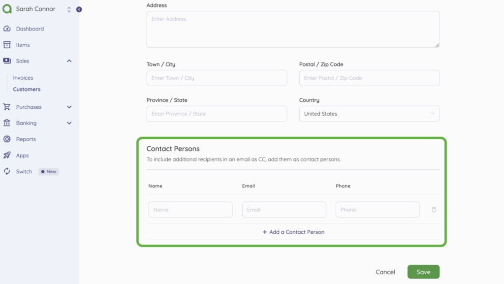Contact persons on akaunting