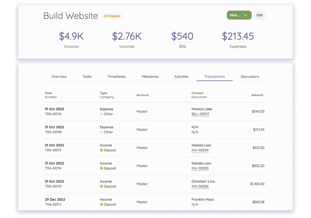 Project transactions