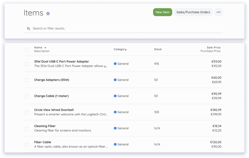 Inventory app for Akaunting