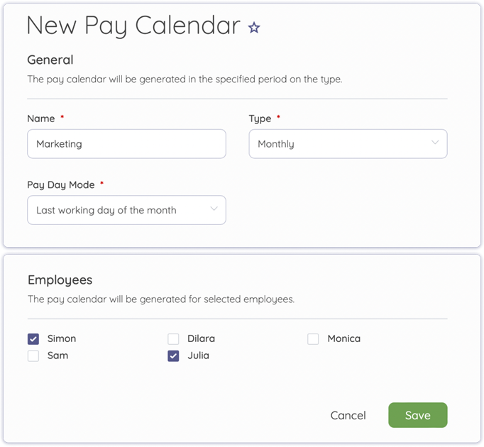 Multiple Pay Calendars
