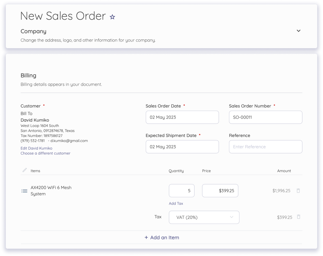 Create Sales/Purchase Orders