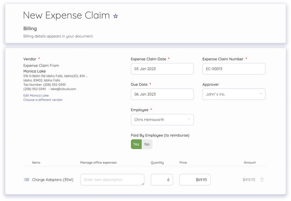 Create Expense Claims