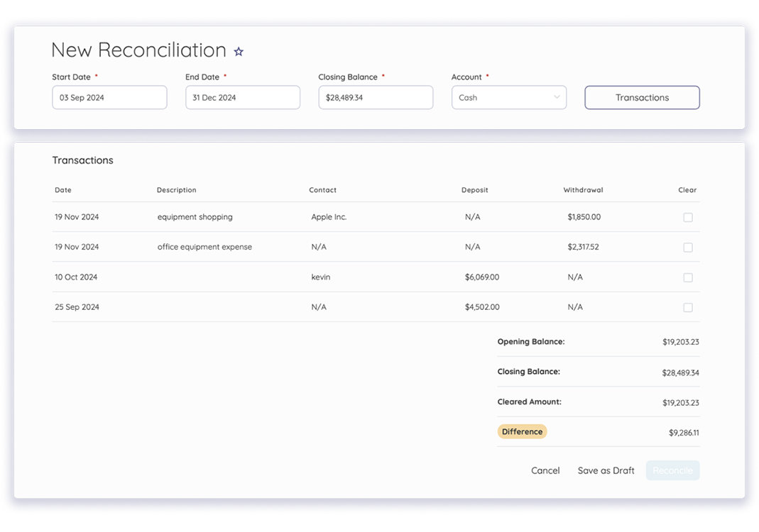 Easy Account Reconciliation