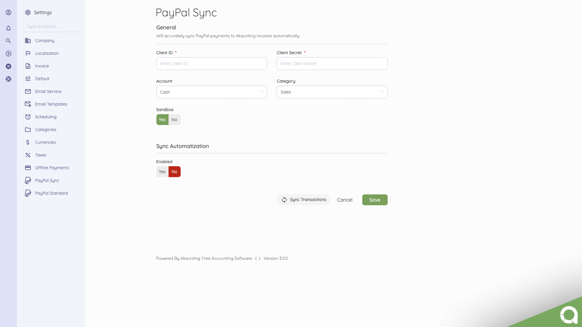 PayPal Sync